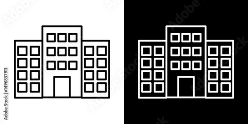 Office buildings icon stroke vector icon simple black style, illustration.
