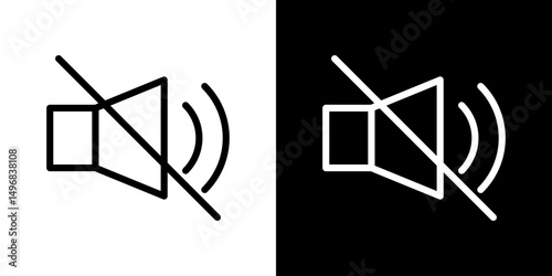 Mute sound icon stroke vector icon simple black style, illustration.