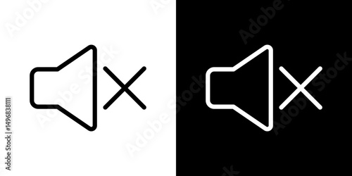 Mute icon stroke vector icon simple black style, illustration.