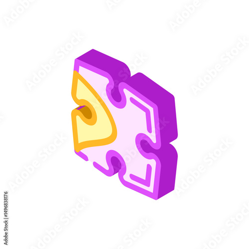 piece puzzle jigsaw isometric icon vector illustration
