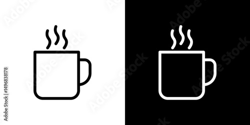 Mug icon stroke vector icon simple black style, illustration.