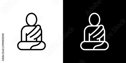 Monk icon stroke vector icon simple black style, illustration.