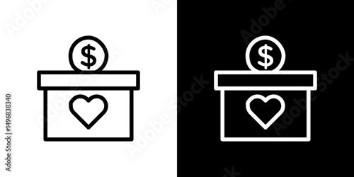 Money donation icon stroke vector icon simple black style, illustration.