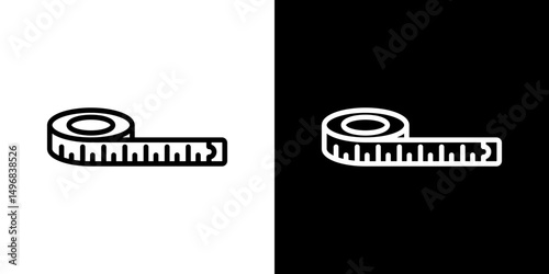 Meter tape icon stroke vector icon simple black style, illustration.