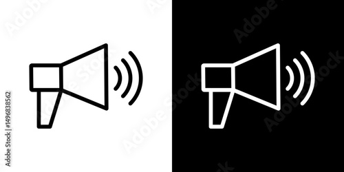Megaphone icon stroke vector icon simple black style, illustration.