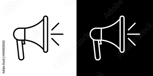 Megaphone icon stroke vector icon simple black style, illustration.