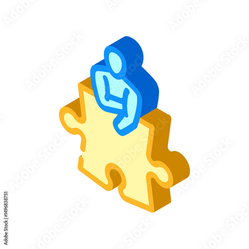 human puzzle jigsaw isometric icon vector illustration