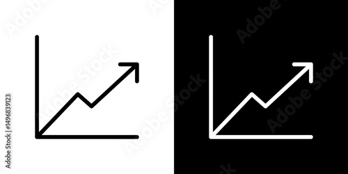Line chart icon stroke vector icon simple black style, illustration.