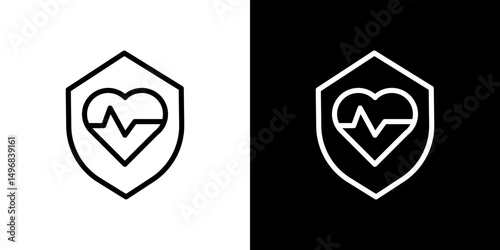 Life insurance icon stroke vector icon simple black style, illustration.