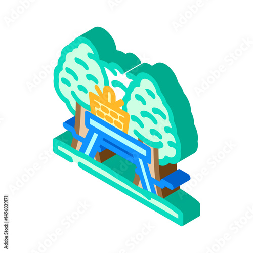picnic park spring isometric icon vector illustration