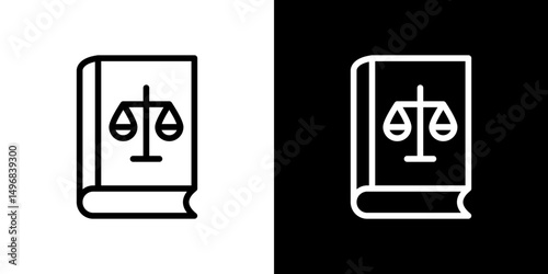 Law book icon stroke vector icon simple black style, illustration.