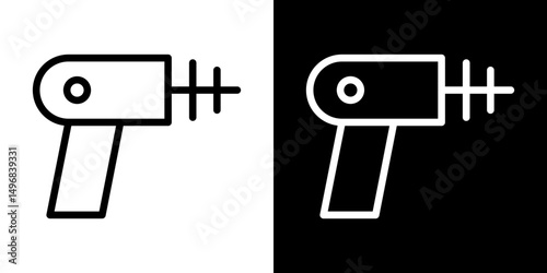 Laser gun icon stroke vector icon simple black style, illustration.