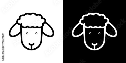 Lamb icon stroke vector icon simple black style, illustration.