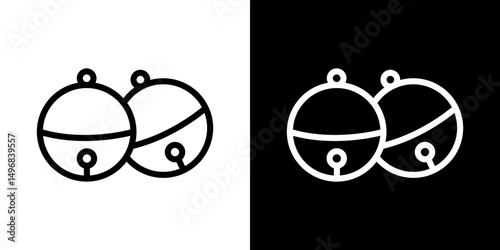 Jingle bell icon stroke vector icon simple black style, illustration.