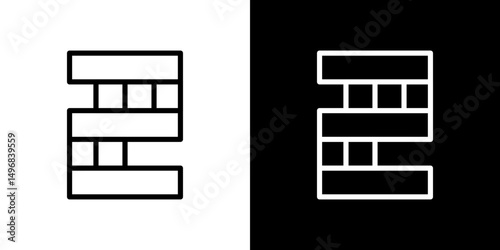 Jenga icon stroke vector icon simple black style, illustration.