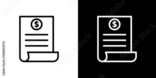 Invoice payment icon stroke vector icon simple black style, illustration.