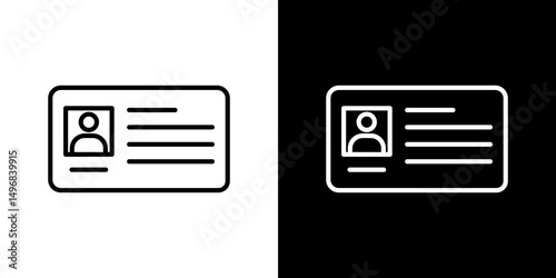 Identity card icon stroke vector icon simple black style, illustration.
