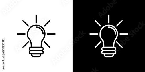 Idea icon stroke vector icon simple black style, illustration.