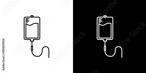 IV bag icon stroke vector icon simple black style, illustration.