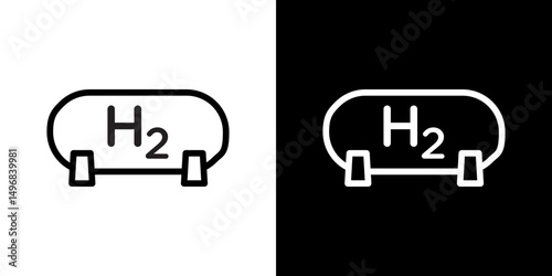 Hydrogen gas tank icon stroke vector icon simple black style, illustration.