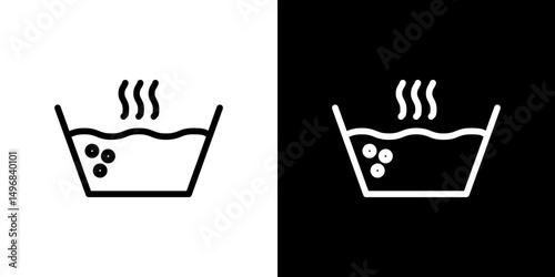Hot Water icon stroke vector icon simple black style, illustration.