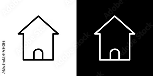 Home icon stroke vector icon simple black style, illustration.
