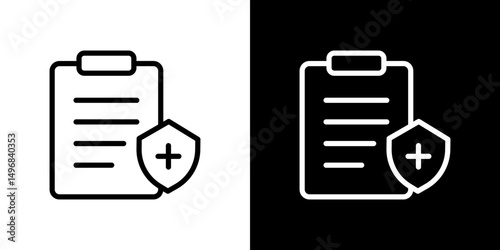 Health insurance icon stroke vector icon simple black style, illustration.