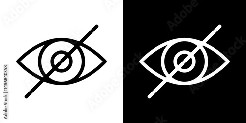 Hide icon stroke vector icon simple black style, illustration.