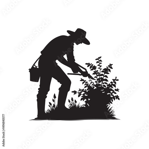 gardener cutting a brush