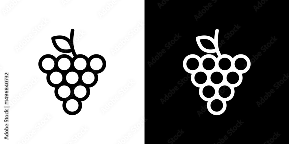 Grapes icon stroke vector icon simple black style, illustration. Grapes icon stroke vector icon simple black style, illustration.