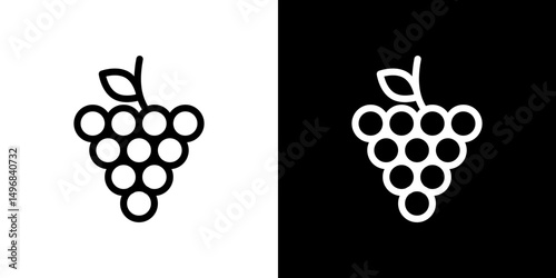 Grapes icon stroke vector icon simple black style, illustration.