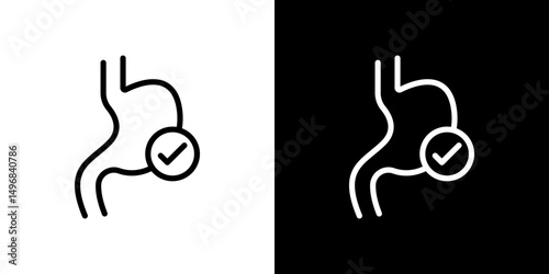 Good digestion icon stroke vector icon simple black style, illustration.