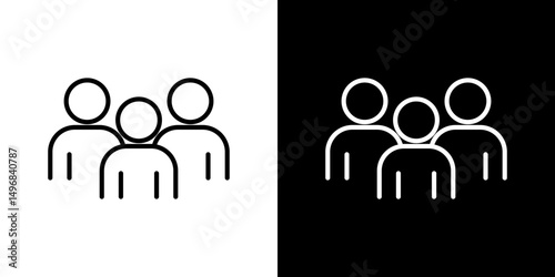 Group icon stroke vector icon simple black style, illustration.
