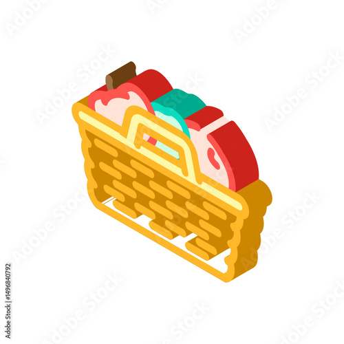 fruit picking summer spend time isometric icon vector illustration
