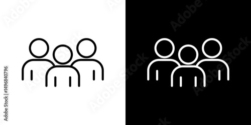 Group icon stroke vector icon simple black style, illustration.