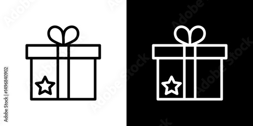 Gift box icon stroke vector icon simple black style, illustration.