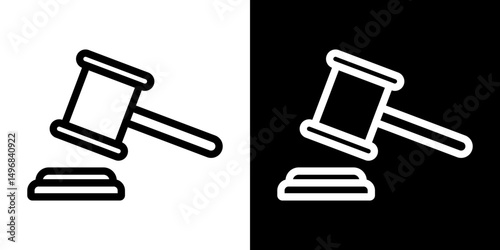 Gavel icon stroke vector icon simple black style, illustration.
