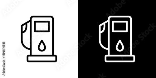 Gas station icon stroke vector icon simple black style, illustration.