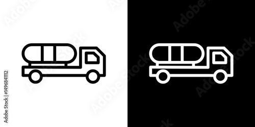 Fuel truck icon stroke vector icon simple black style, illustration.