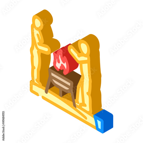 beach bonfire party isometric icon vector illustration