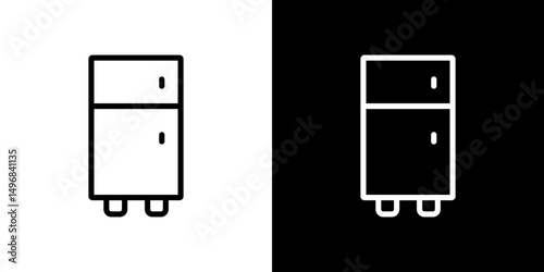 Fridge icon stroke vector icon simple black style, illustration.
