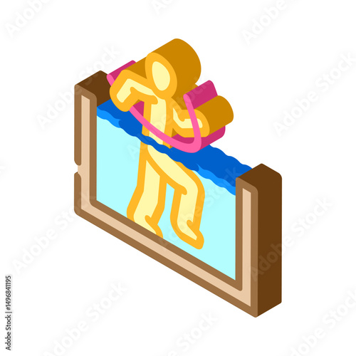 water aerobics summer spend time isometric icon vector illustration