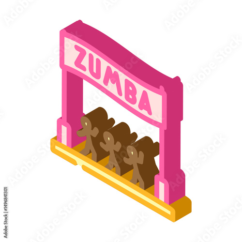 beachside zumba classes isometric icon vector illustration