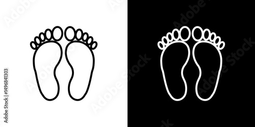 Foot icon stroke vector icon simple black style, illustration.