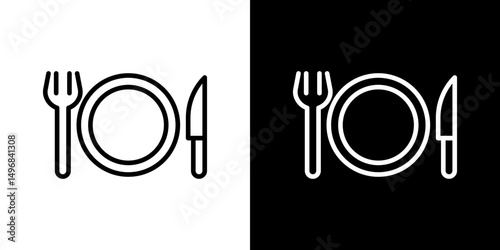 Food icon stroke vector icon simple black style, illustration.