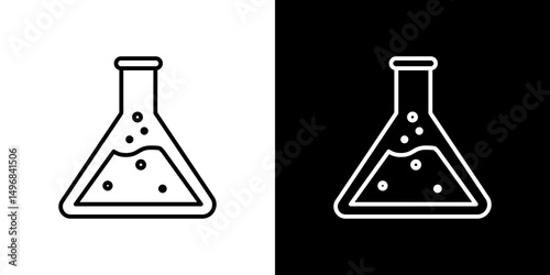Flask icon stroke vector icon simple black style, illustration.