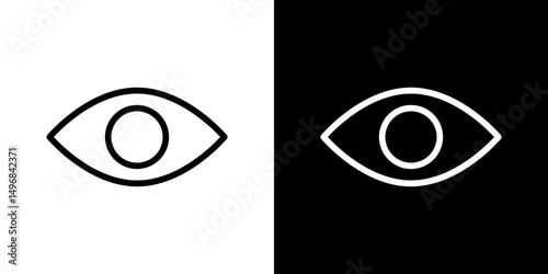 Eye icon stroke vector icon simple black style, illustration.