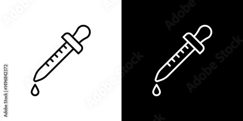 Eye dropper icon stroke vector icon simple black style, illustration.