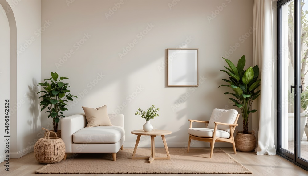 Fototapeta premium a modern living room with a cozy ambiance
