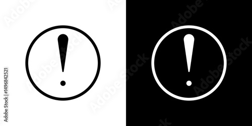 Exclamation button icon stroke vector icon simple black style, illustration.
